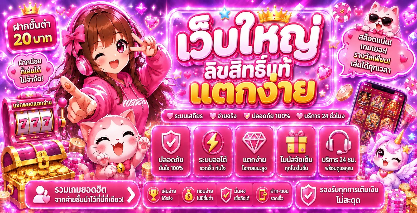 แบนเนอร์คู่มือเว็บหลัก PROSTARTH และบริการเกมออนไลน์